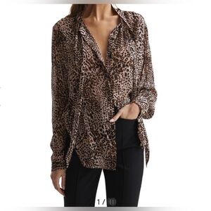 Reiss Tora Cheetah Print Blouse